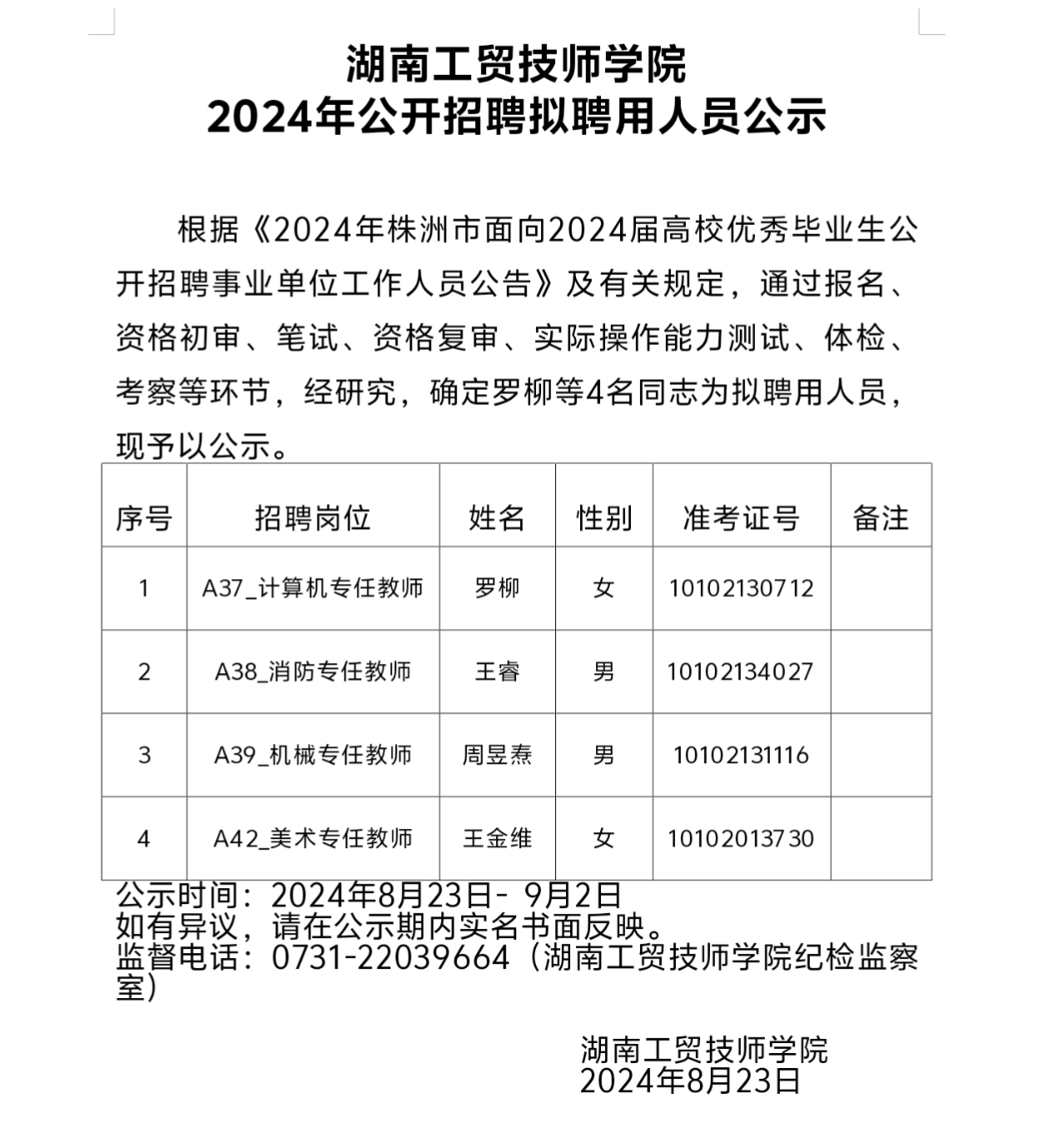 华体会hth·（体育）（中国）官方网站2024年公开招聘拟聘用人员公示